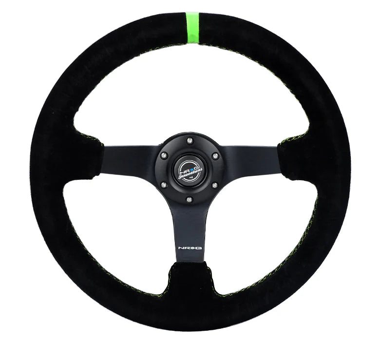 350mm Deep Dish Steering Wheel Suede - Solid Spoke