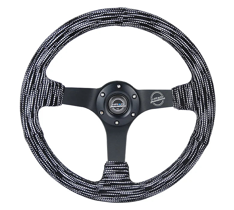 350mm Deep Dish Steering Wheel Suede - Solid Spoke
