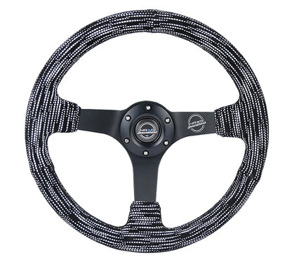 350mm Deep Dish Steering Wheel Suede - Solid Spoke